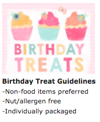 Birthday Treat Guidelines